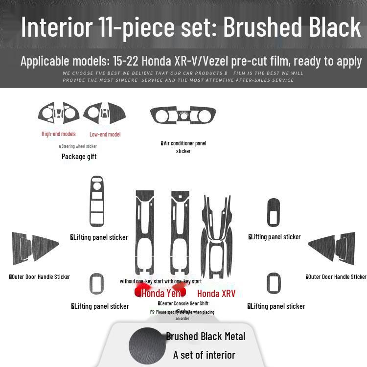 Vezel/XRV Center Console Carbon Fiber Stickers, Fits 15-22 Models, Free Replacement for Damaged Pieces
