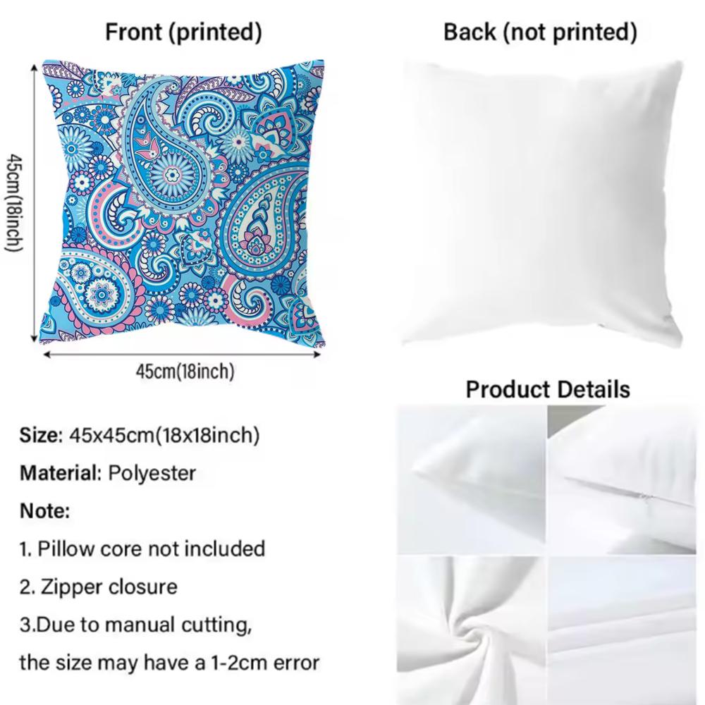 Painted Design P-PaisleyS Cushion Cover Premium Comfort Reversible Pillow Cove -Two in One Design for Any Room & Car Interior