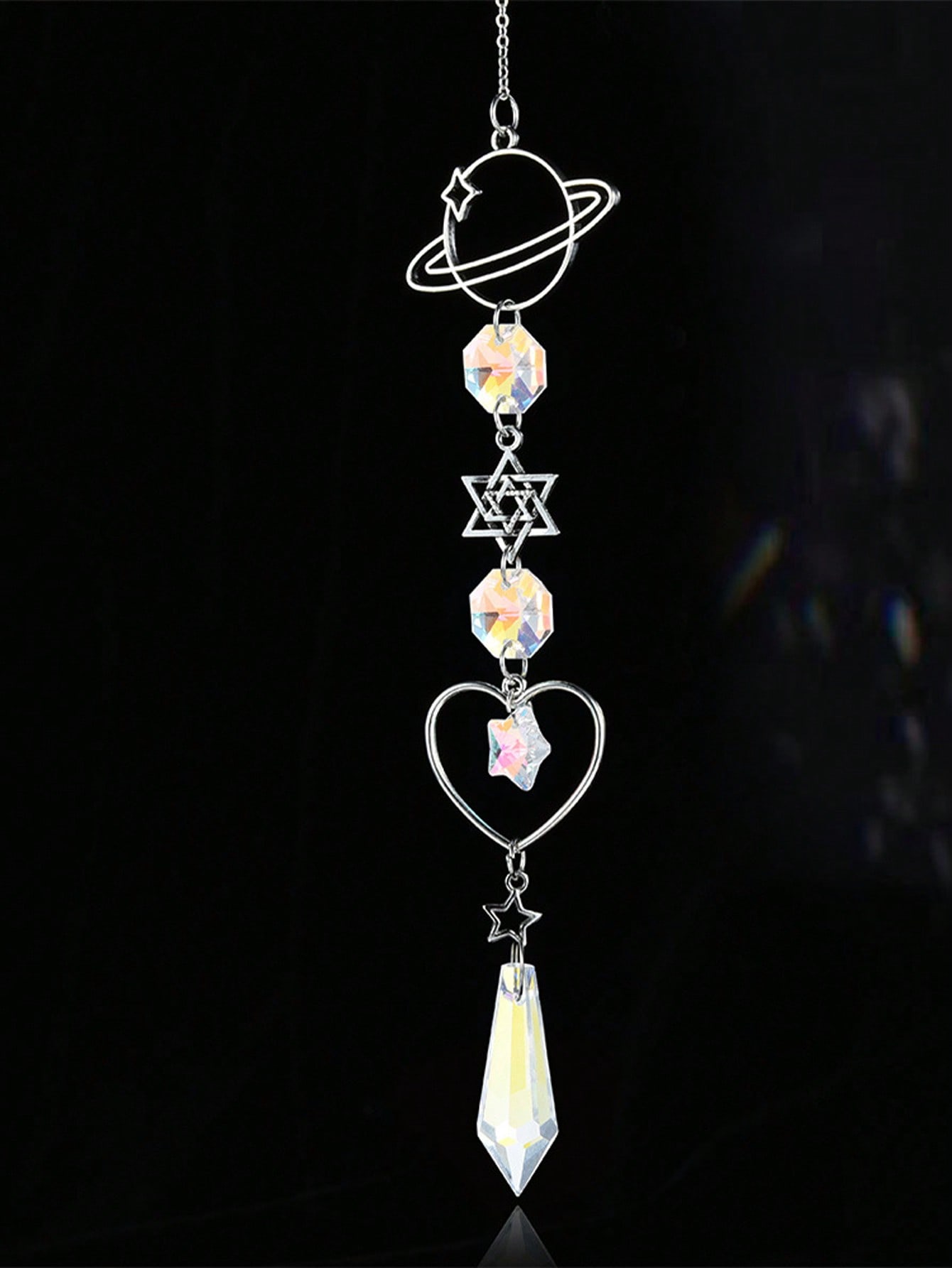 

1-Piece Crystal Car Ornament | Moon-Sun Pendants, Rainbow Prism, Sparkling Wind Chime for Rearview