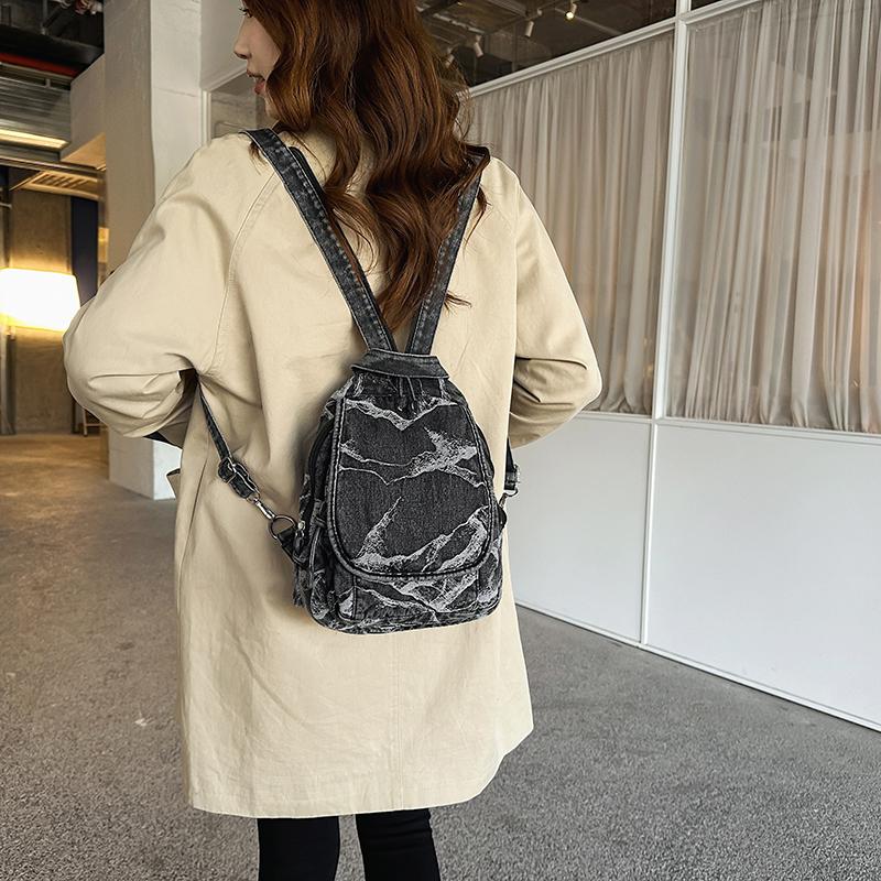 Denim Rucksack Reise Leichter Rucksack Multifunktionale Brusttasche