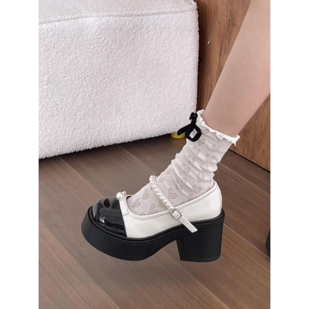 White round head thick high heel light mouth single shoes 2026 spring and autumn with skirt height increase Mary Jane shoes