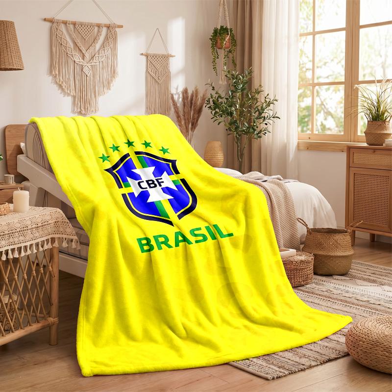Brazil national football team Print Flannel Blanket Soft Warm Sofa Bed Throw Blanket For Home Office Bedroom