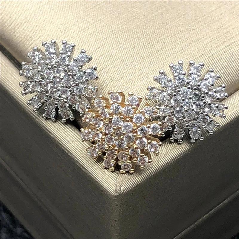 

5pcs Fashion Snowflake Copper Zircon Button for Dress Shirt Coat Decoration Versatile Crystal Buttons for Clothing 38L 11.25MM золотий