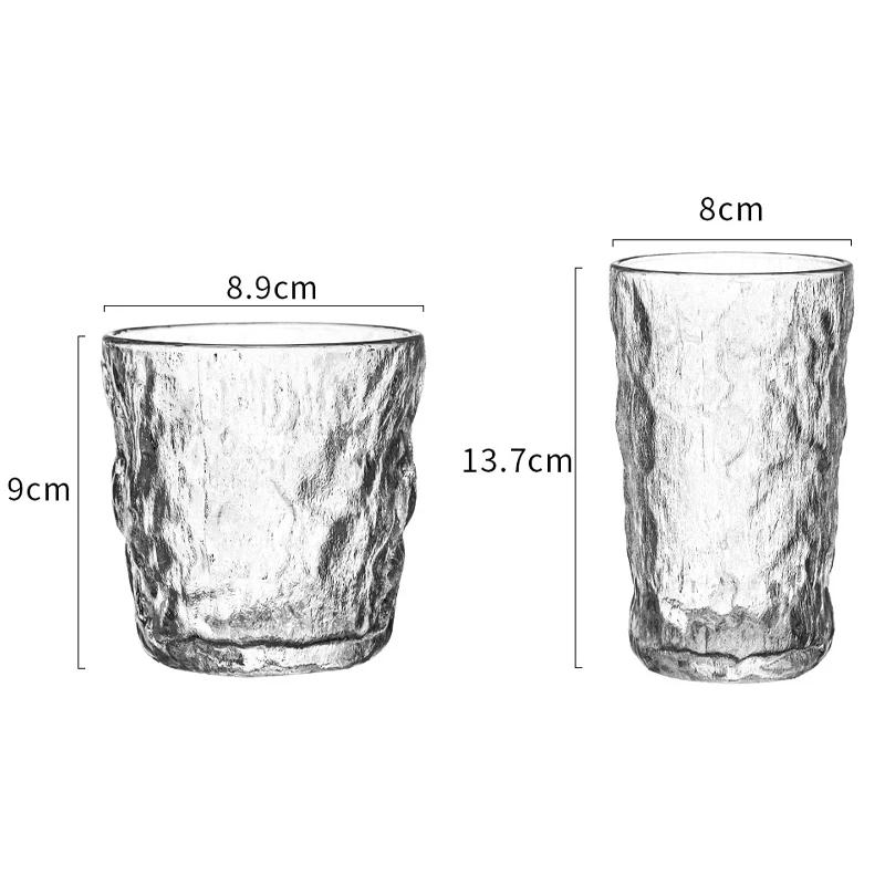 300ml/350ml Glacier Pattern Glass Water Cup Tea Milk Coffee Water Cup Ins Whiskey Wind Beer Juice Glass Mug Bar Drinkware Gift