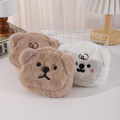 Cartoon Cute Bear Money Coin Zipper Purse Durable Makeup Bag Portable Plush Earphone Bag Girls Cosmetic Bag Kawaii Small Wallet
