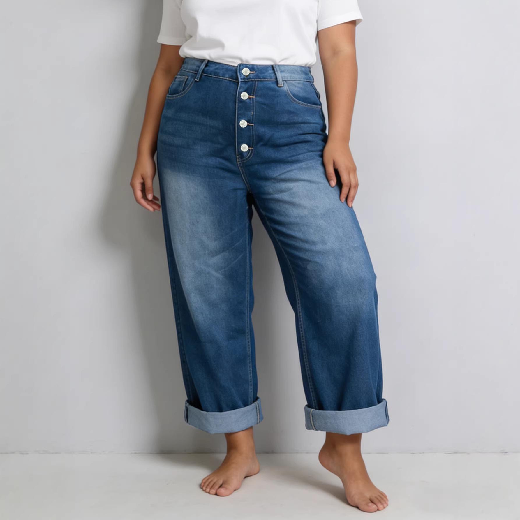 Women s Plus Size Retro High-Waisted Wide-Leg Casual Pants 4XL