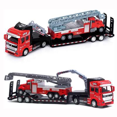 Feuerwehrauto-Spielzeug, 2er-Set, zurückziehbare Transportautos, Spielfahrzeuge, inklusive Feuerwehrauto und Druckguss-Feuerrettungsauto, Geburtstagsparty-Zubehör für Kinder