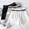 Fashion Solid Slim High Waist Suit Shorts Women Vintage Elegant Loose Wide Leg Shorts Women Casual Office Lady Short Pants with Belt 24276