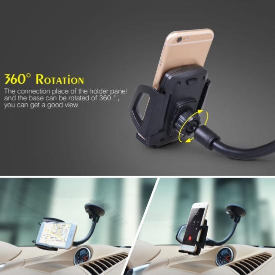 Universal Car Windshield Phone Holder Long Arm Stand Bracket with Suction Cup