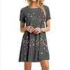 Sommer Schmetterling Kleider Damen Elegant Kurzarm 3D Druck Locker Kleid Vintage Lässig Rundhals Mini Übergröße Kleid