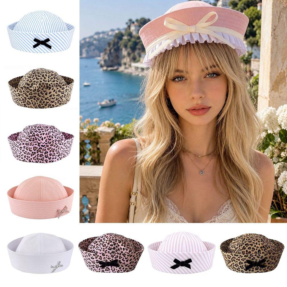 Summer Sailor Hat Stripe Stage Performance Hat Fashion Dome Cap for Women