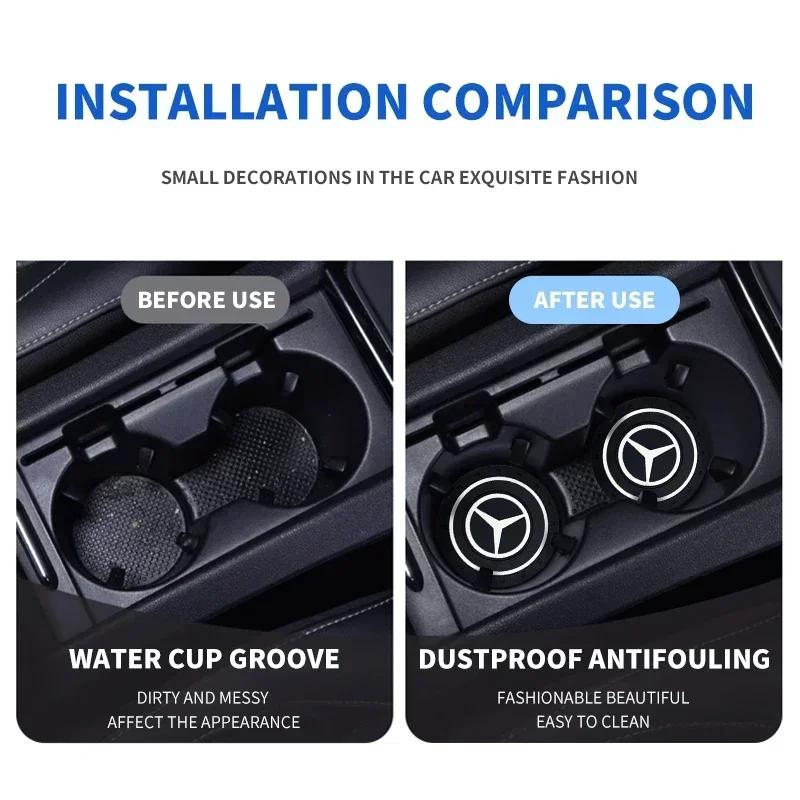 2025 For Mercedes-Benz 2pcs Non-slip Car Water Cup Rubber Mat For Mercedes Benz C180 C200 C260 C300 W108 W124 W126 W140 W168 W16
