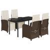 VidaXL Garden Dining Set with Cushions 5 Pcs, Table and Chairs with Adjustable Backrest and Footrest, Furniture 3212552