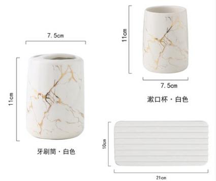 Toothpaste Toothbrush Holder Marbling Ceramics Bathroom Toothbrush Cup Multifunction Toothbrush Barrel Bathroom Supplies Rack