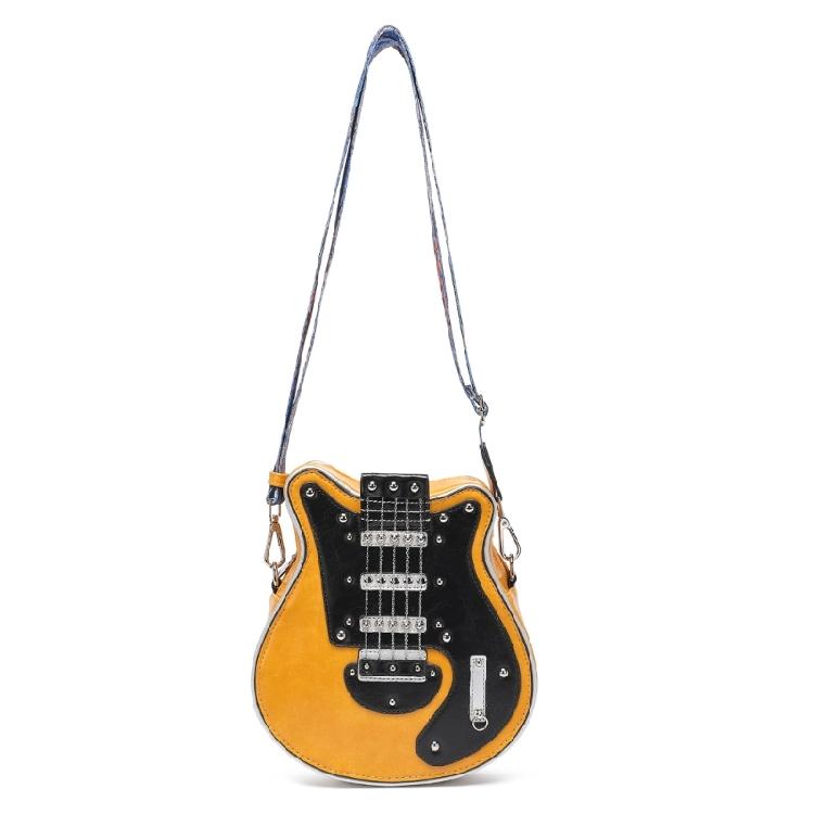 PU Leather Crossbody Bag in Guitar Shape Student Shoulder Bags Adjustable Strap for School Rehearsals and Performances