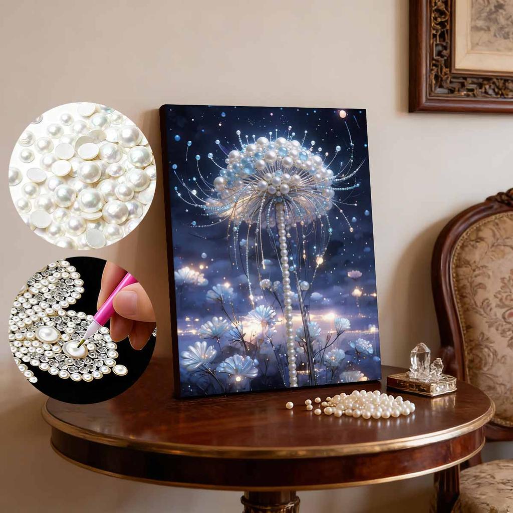 5D Frameless Pearl Painting Dandelion Diy Handmade Sticky Diamond Creative Canvas Art Painting Bedroom Decoration Living Room Hanging Painting