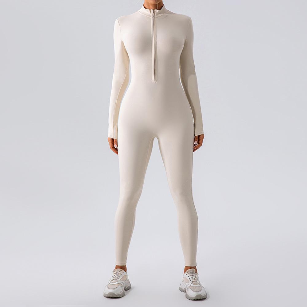 European & American Winter-Style Velvet Brushed Warm Yoga Onesie - Long-Sleeved Fitness Tights for Women