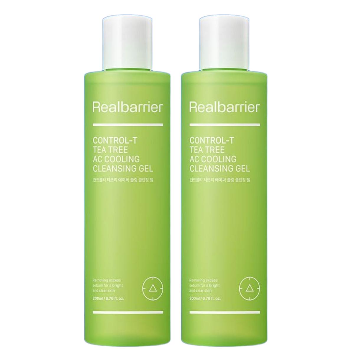 Real Barrier Control-T Tea Tree AC Cooling Cleansing Gel Set Refreshing Pore Care 200ml x 2ea