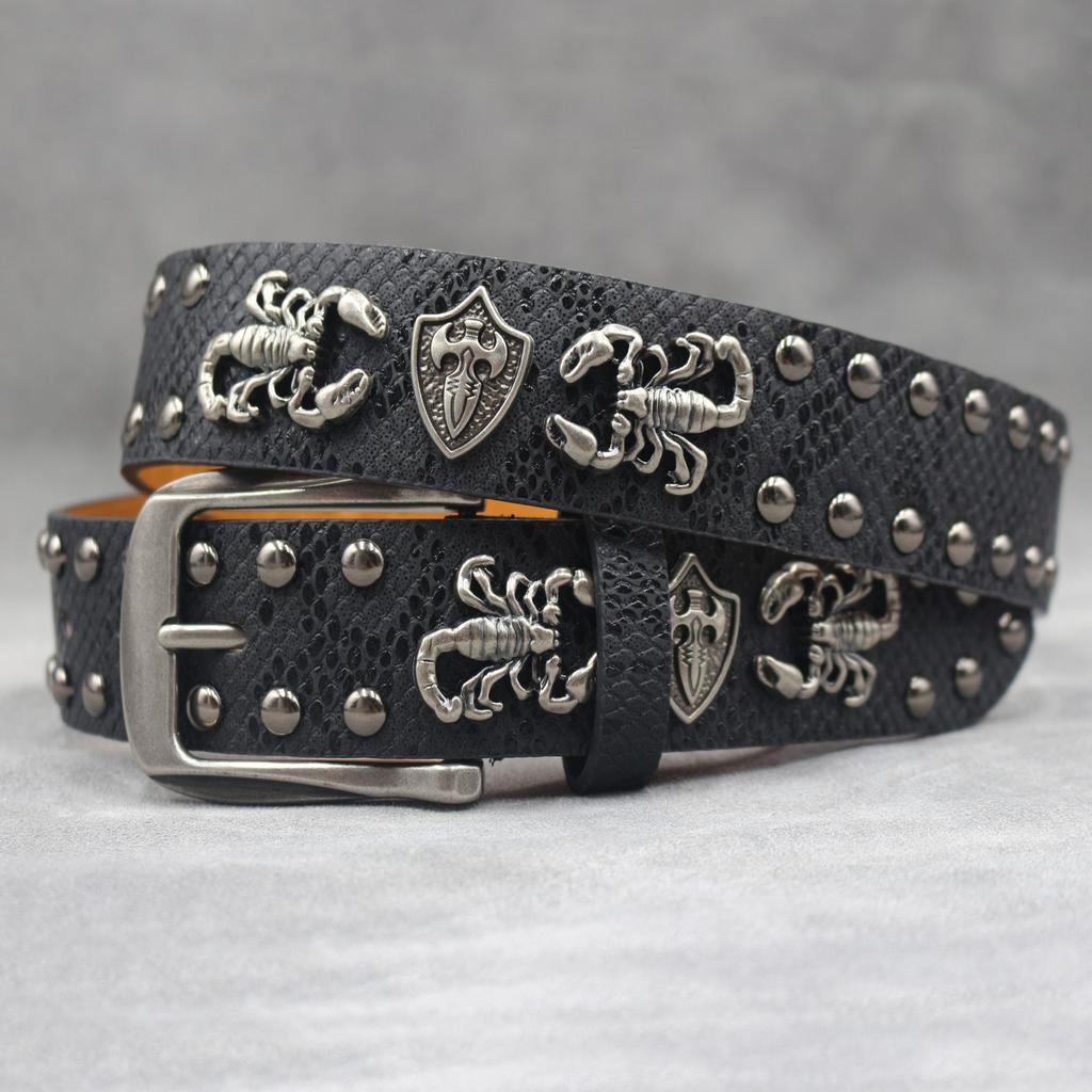 7-color 3D Scorpion Rivet Belt Punk Men's Belt Women's Snake Pattern Versatile Decorative Belt
