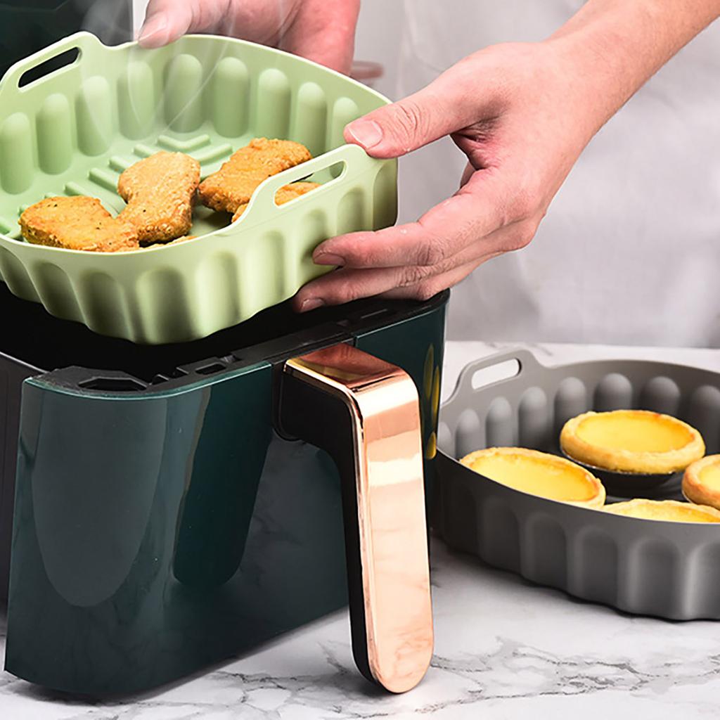 High Temperatures Resistant Silicone Baking Tray for Air Fryers Nonstick Oven Mat Microwave Chicken Pans Accessories