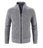 2024 Men's Autumn/Winter Stand-Up Collar Fleece-Lined Cardigan Sweater