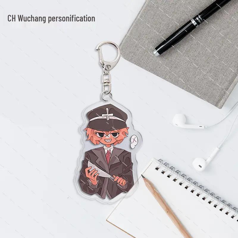 Countryhumans Keychains: Porcelain Neon Beauty - Korea, England, France Pendants for Student Backpacks