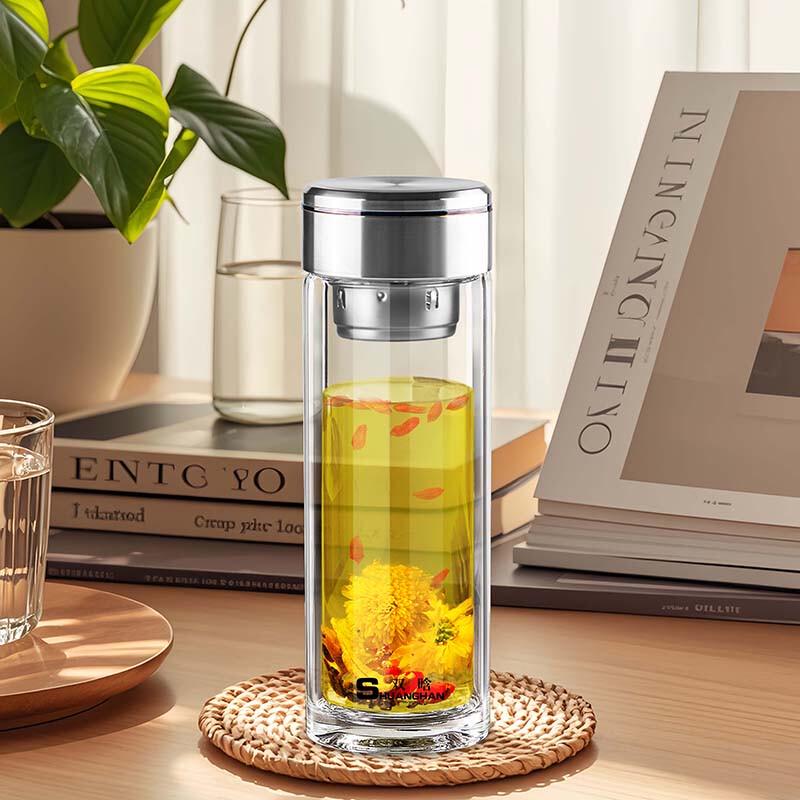 Shuanghan Double-Layer Borosilicate Glass Tea Tumbler