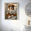 Vtipný Roztomilý Pes Koupelna Zvíře na Záchodě a Čtení Novin Plakátový Tisk Plátno Malba Nástěnné Umění Obývací Pokoj Domácí Dekorace