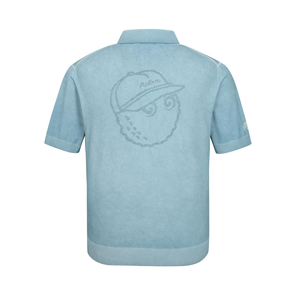 MALBON GOLF Cold-Dyed Short Sleeve Knit Dark Blue (Man)