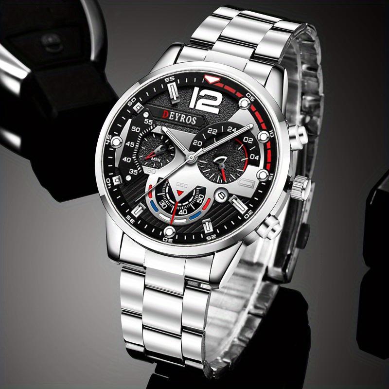

DEYROS Роскошные мужские часы Модные мужские часы с календарем Мужские кварцевые наручные часы с ремешком из нержавеющей стали Лучший мужской подарок