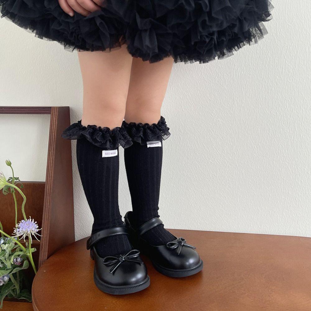 Autumn&Winter Mid-Tube Hosiery Mesh Thin Stockings Harajuku Balletcore Lace Socks  Kid