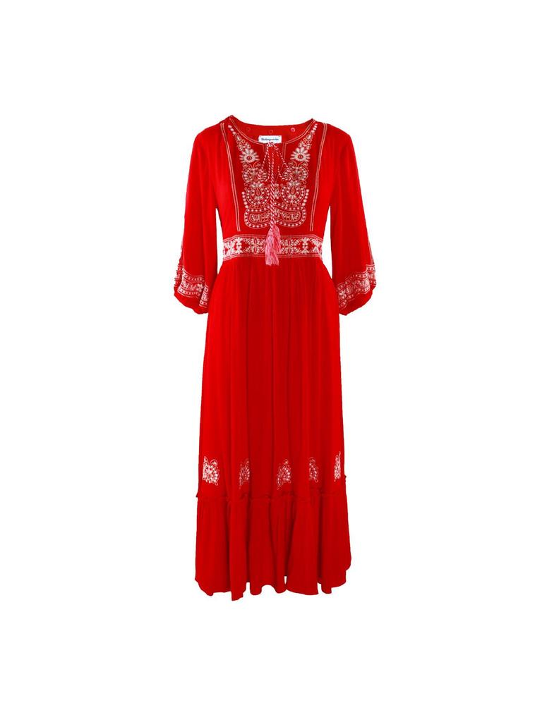 Yunnan Sanya Fairy Beach Red Dress - Women's Long Slimming Desert Travel Outfit