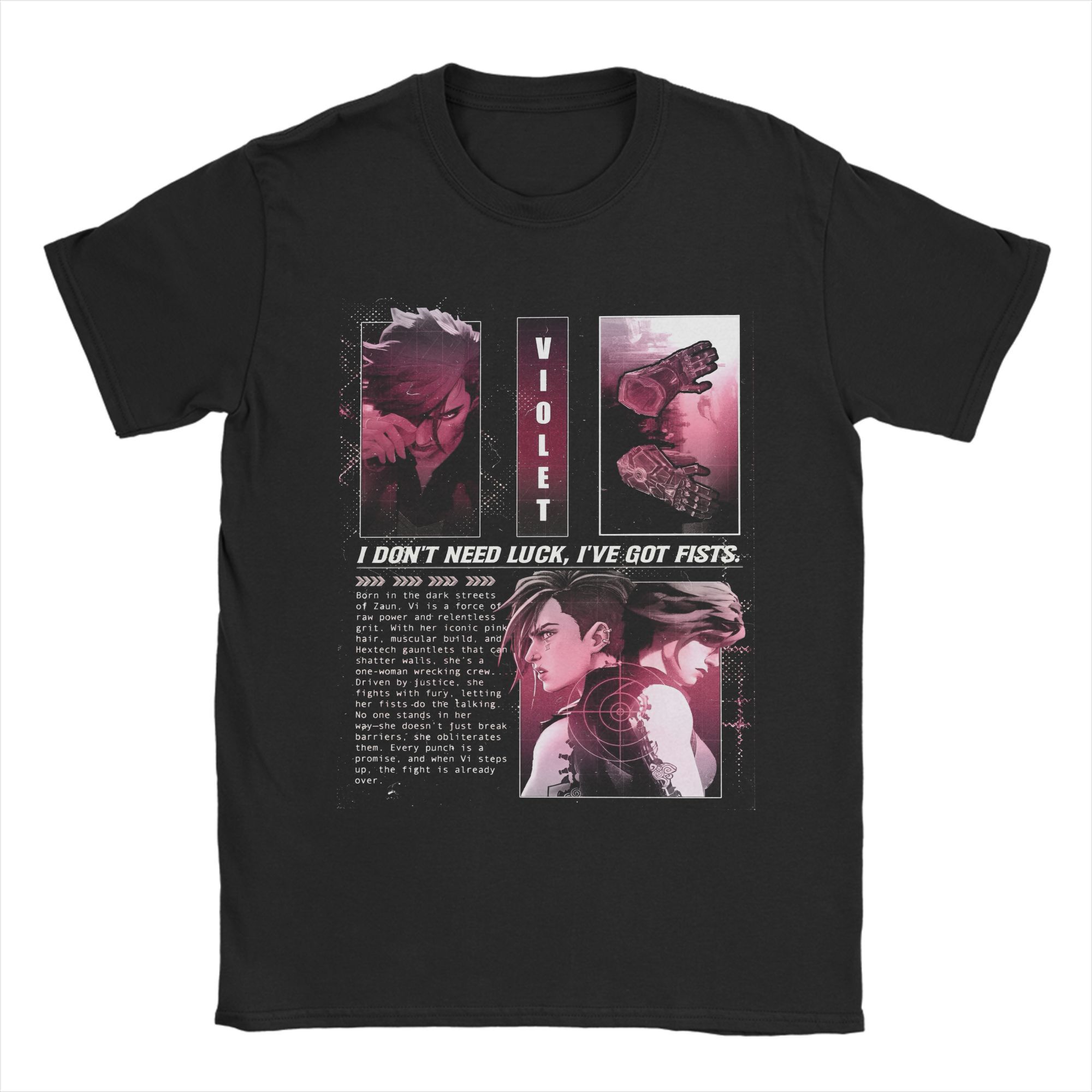 

Футболка Crazy Arcane Poster Jinx Vi Sister для мужчин с круглым вырезом, хлопковые футболки с коротким рукавом, аниме-игры, мерч больших размеров M