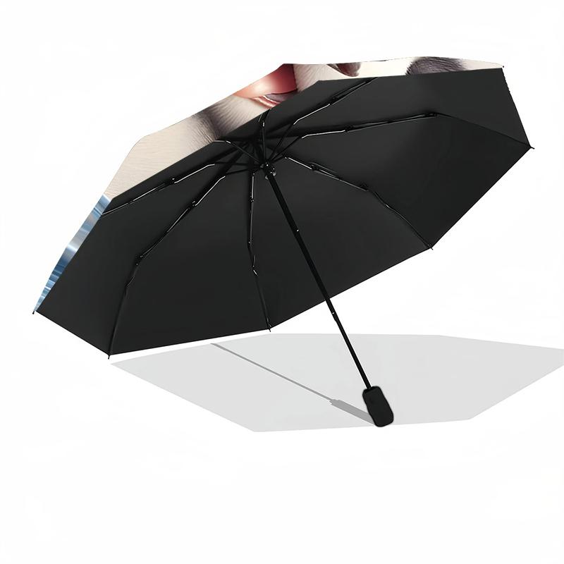 1pc Sturdy 8-Bone Auto Umbrella, Giant panda Umbrella, Digital Printed, Foldable Umbrella for On-the-Go Outdoor Use