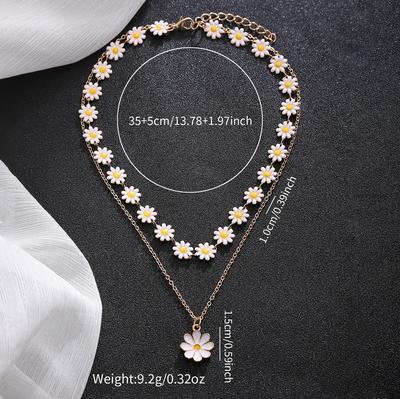 Hot-selling Small Daisy Pendant Shape Multi-layer Necklace Set Women's Trend Collarbone Chain Neck Chain