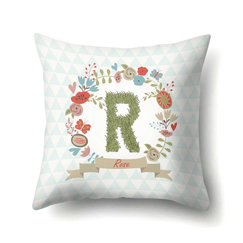 Polyester Pillowcase Car Decoration Home 26 English Letters Plant Wavy Print Pillowcase