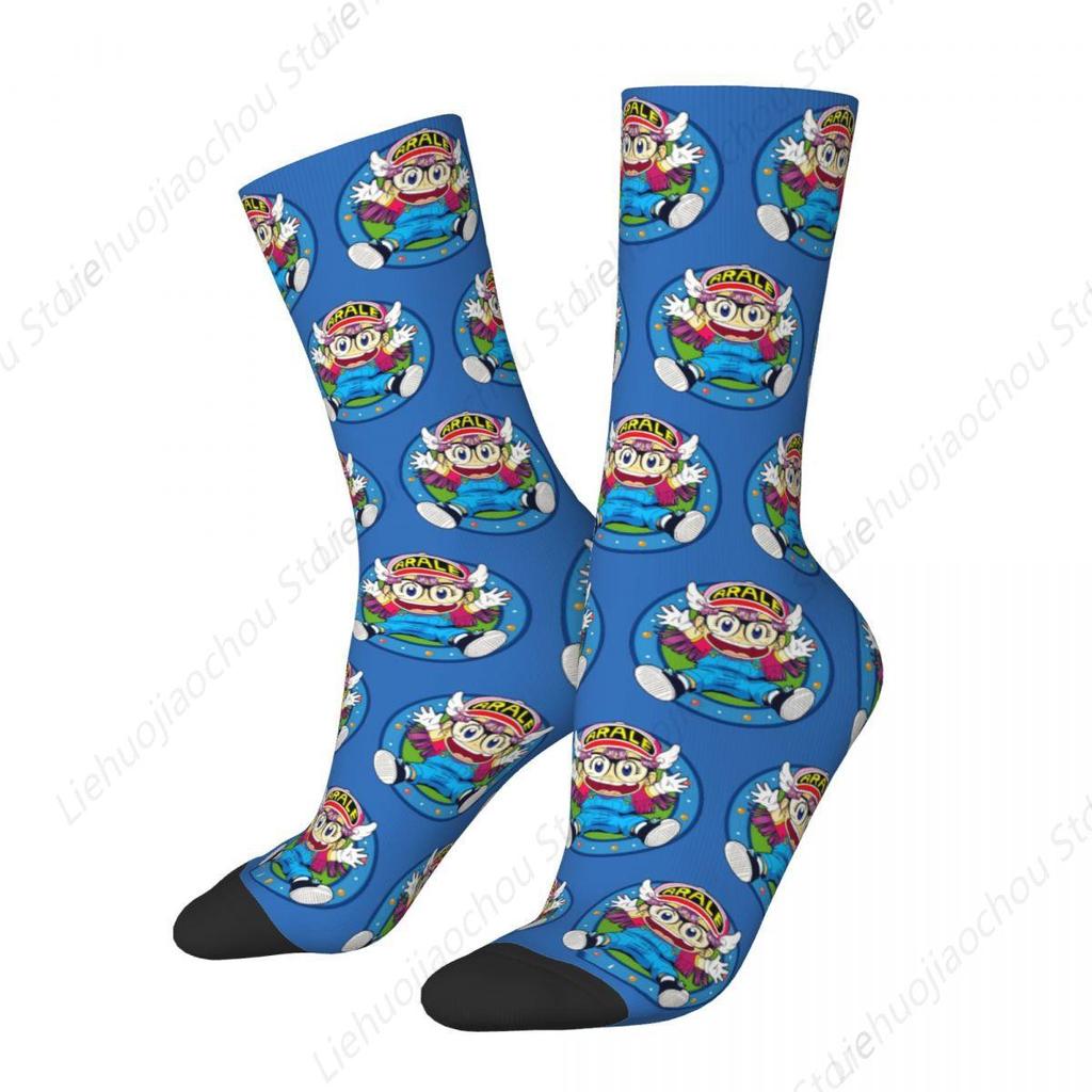 Casual Arale Anime Cute Soccer Socks Dr Slump Polyester Long Socks for Women Men