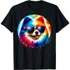 Cool Graphic Tie Dye Sunglasses Pomeranian Dog Illustration Men Women Kids T-Shirt