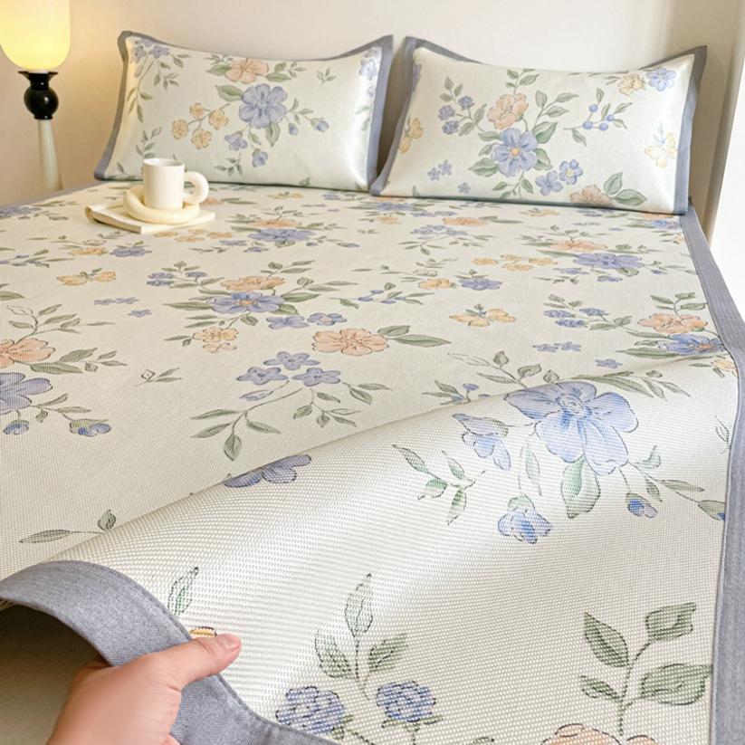 Summer Ice Silk Ice Vine Cooling Mat 3-piece Set Anti Slip Bare Sleeping Cooling Mat Air Conditioning Soft Mat