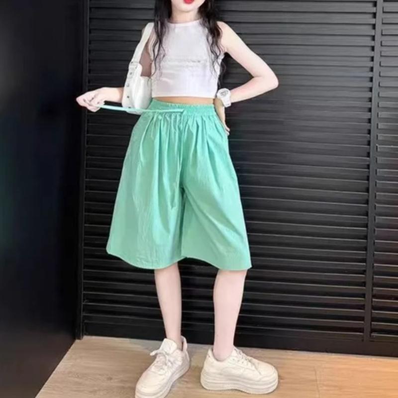 JZX Zomer Shorts voor Kinderen Meisjes voor Buitenkleding Kinderen Meisjes Middellange Broeken voor Kinderen 3-14 Jaar Meisjes Broeken voor Grotere Kinderen 120 zeeblauwe kleur