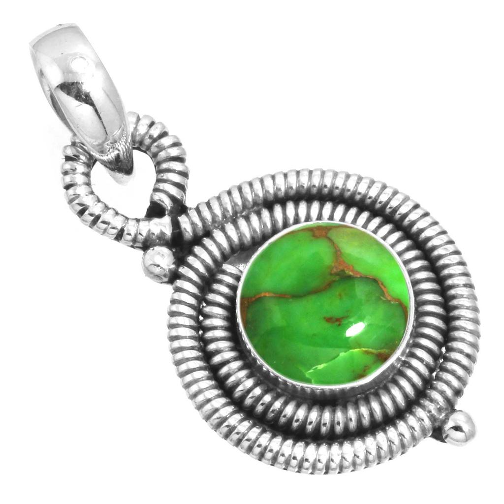 925 Sterling Silver Pendant Women Gemstone Handmade Jewelry Christmas Gift Blue Green Purple Copper Turquoise Pearl Lapis Mother Of Pearl Victorian