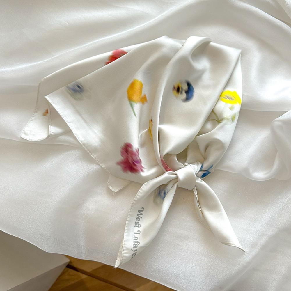 Cherry Puppy Hair Band Flower Butterfly Scarves Fashion Blurred Flowers Hair Scarf  Streetwear