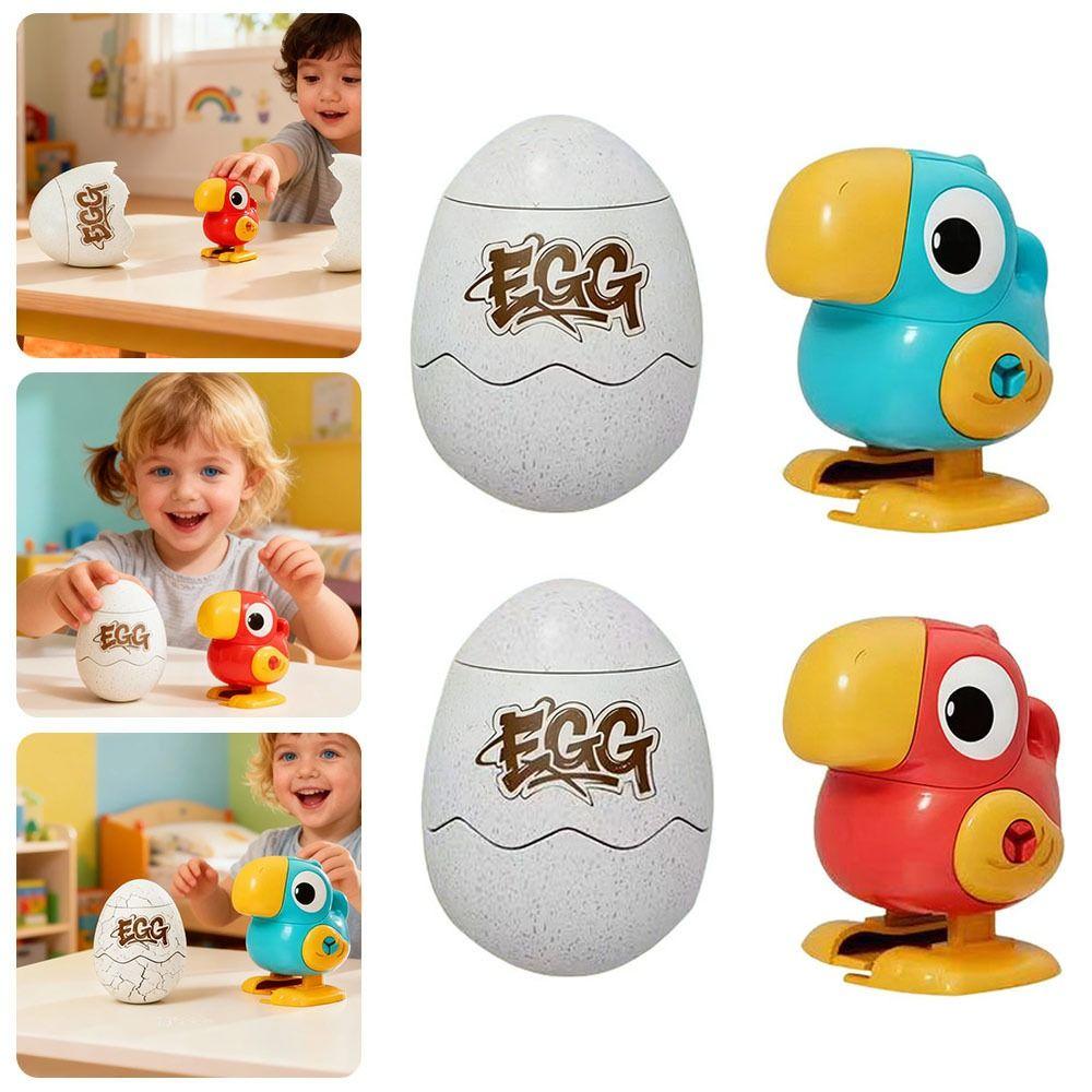 Cartoon Clockwork Animal Jumping Egg Toy Walking Parrot Kids up Chain Animal Running Egg Toys
