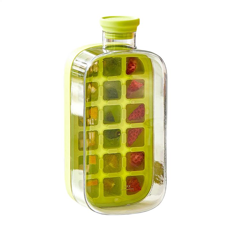 800ml Ice Cube Bottle 2in1 Touch Free Ice Cube Tray Water Bottle Ice Cube Making Bottle with Lid and Box Kitchen Gadgets Summer