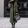 Damen Wollmischung Mantel Winter Verdickt Mittellang Trenchcoat Stil Oberbekleidung Lässig Elegant Zweireihige Jacke