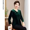Middle-aged and Elderly Women's Long-sleeved Tops Mother's Base Fashionable and Versatile T-shirt Gold Velvet