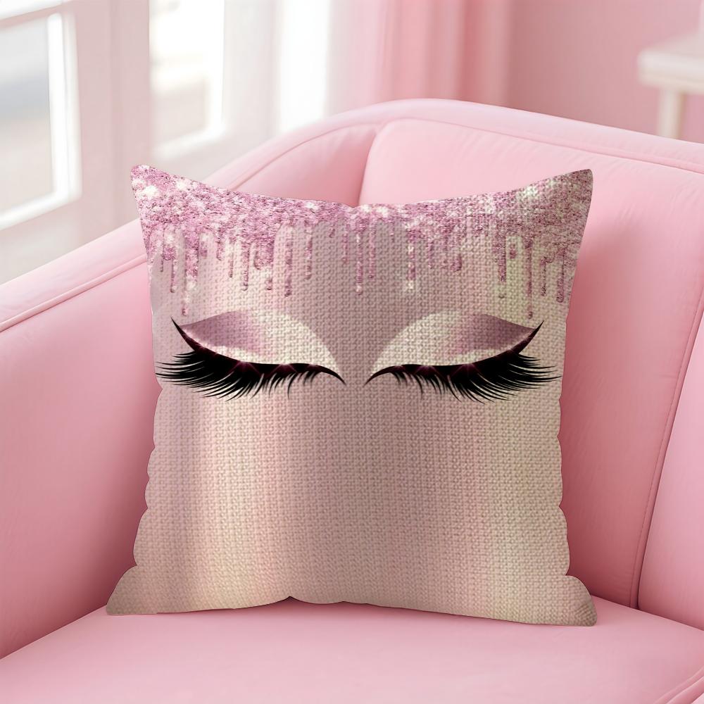 Makeup Eyelash INS Cushion Cover Natural Linen Pillow Case DoubleSided Print Decorative Sofa Pillowcase Home Decor Gift