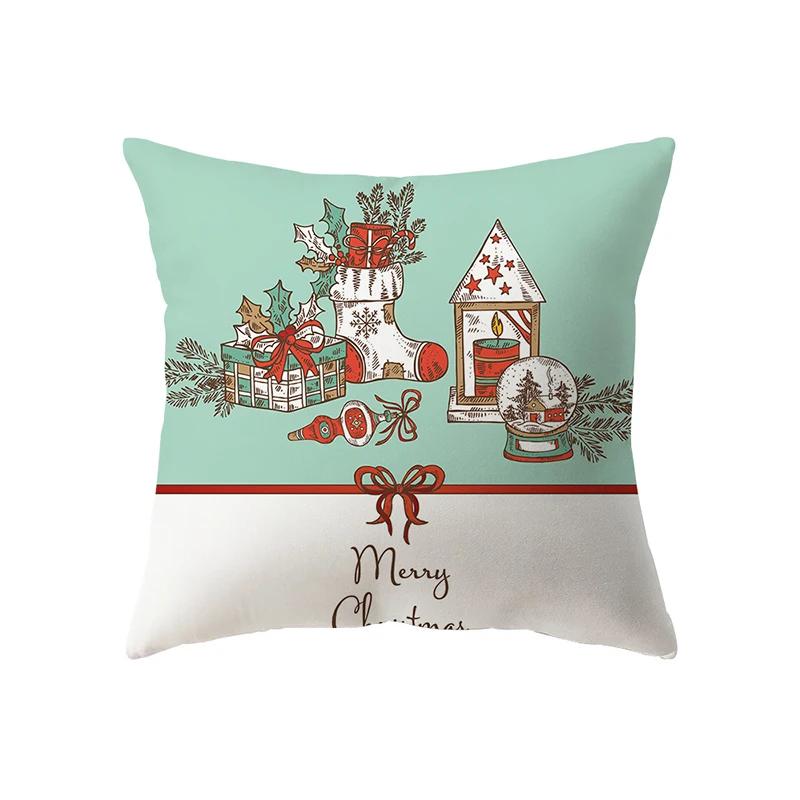 

Merry Christmas Cute Santa Claus Print Pattern Cushion Cover Home Living Room Sofa Decoration Square Pillow 12x12Inch