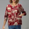 Women's Casual Long-Sleeved Single-Breasted Christmas-Themed Print  Cardigan