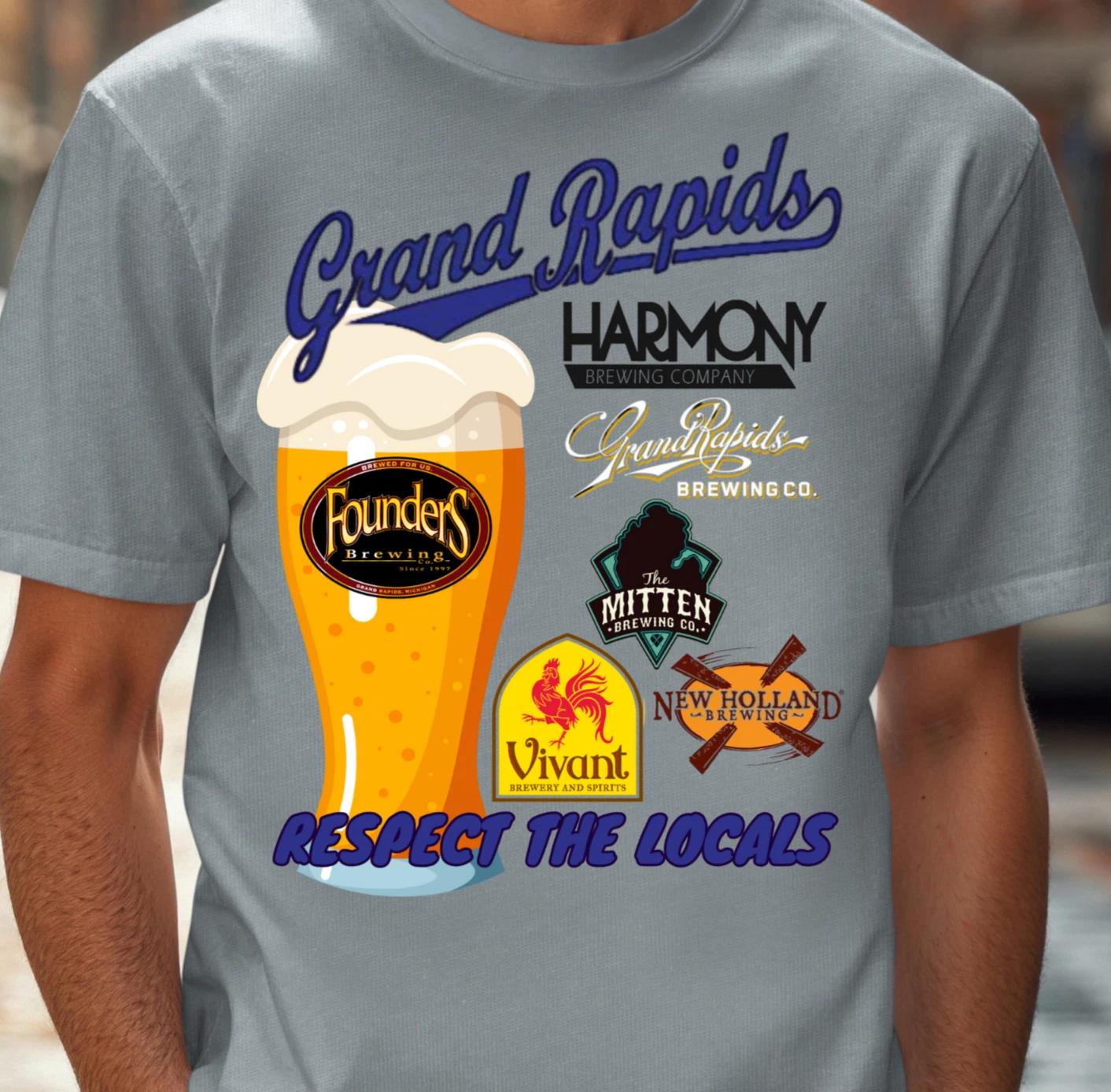 Grand Rapids Brewery Logos T-shirt | Respect the Locals Shirt, Craft Beer Tee 2XL
